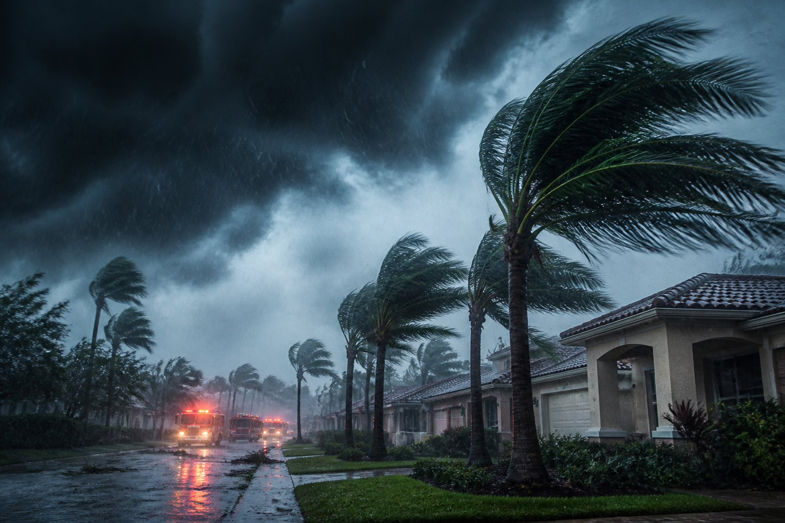 Hurricane force winds hitting Southwest Florida neighborhood